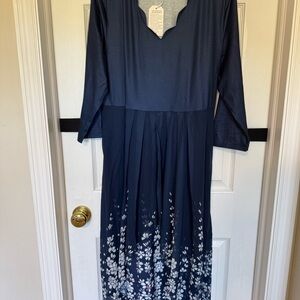 Blue and White Bell Sleeve Sundress